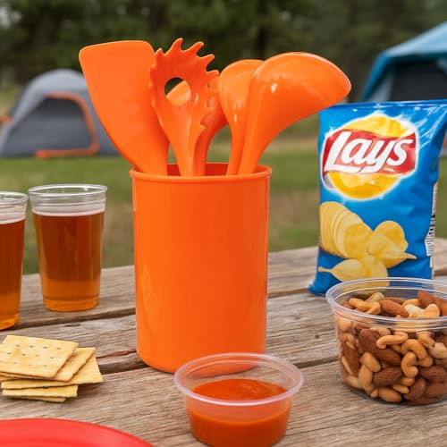 6 Piece Kitchen Utensil Holder for Kitchen Counter (Utensil Holder Set / Orange)
