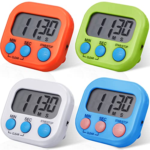 4 Pcs Multi func Electronic Kitchen Classroom Timer (4 Colors)