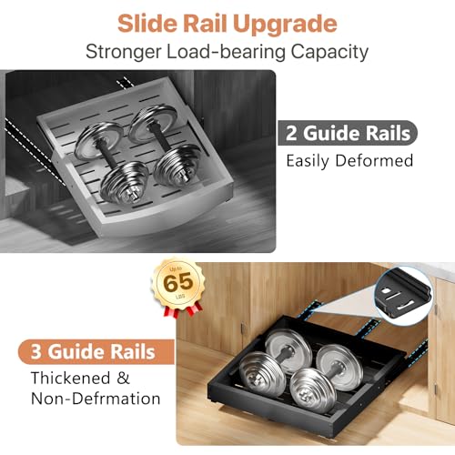 2 Pack Pull Out Cabinet Organizer (#1 Black 2 pack / 12"-19"W x 17"-23"D (2Pack))