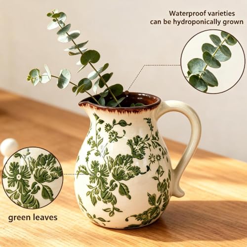 Farmhouse Ceramic Utensil Holder (green leaves)