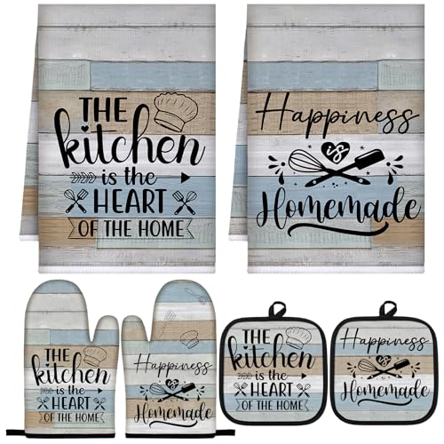 6 Pcs Farmhouse Kitchen Decor Accessories Set (Brown Green / Kitchen)
