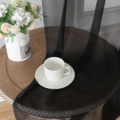 Black Sheer Curtains 96" Long for Living Room Windows (40"W x 96"L (Pack of 2) / Black)