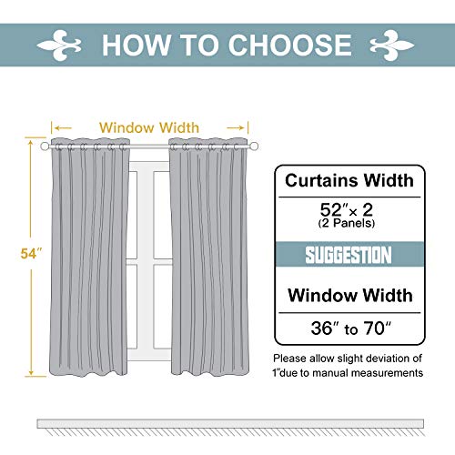 100% Blackout Curtains for Bedroom 2 Panels Set with Black Liner (52"W x 54"L (Pack of 2) / Brown)
