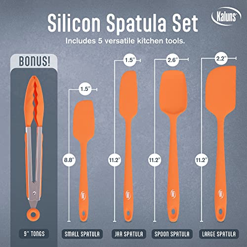 Silicone Spatula Set (4 Pcs + Tongs Orange)