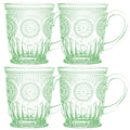 Green Glass Mugs Set of 4 Hobnail Coffee Mugs 10 oz (Green)