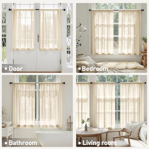 Cream Sheer Curtains 63 Inches Long 4 Panels 42 x 63 Inches (42"W x 63"L (Pack of 4) / Cream)