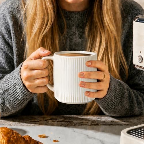 Ceramic Coffee Mugs Set of 4 (Reactive White / 14 OZ (Set of 4))