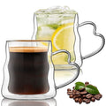 Double Wall Glass Coffee Mugs Set of 2 (Clear mug-16.9oz)