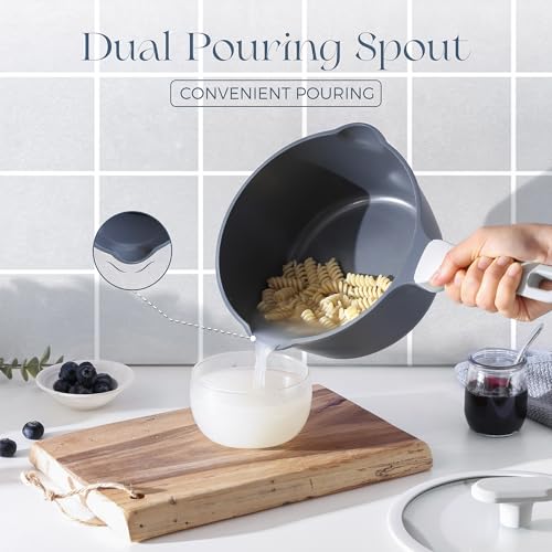 Ceramic Nonstick Saucepan with Lid (3 Quarts / Gray)