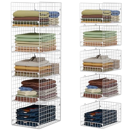 5 Tier Stackable Closet Storage Shelves (White / 5-Tier)
