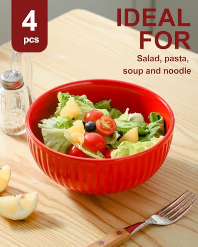 Large Ceramic Serving Bowls 42 Oz (Red / 42 Oz)