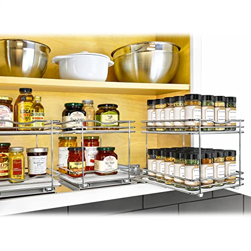 Pull Out Spice Organization for Cabinets (Chrome / 8-1/4" - 2 Tier)