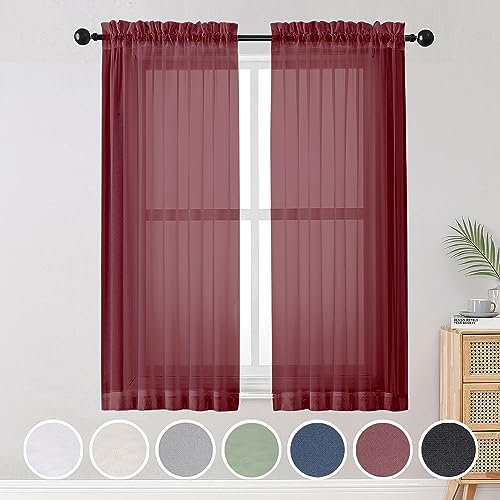 Sheer Curtains (Burgundy / 42"W x 63"L (Pack of 2))