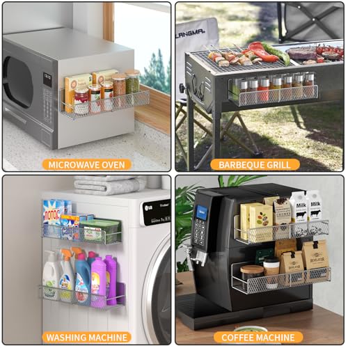 Magnetic Spice Rack for Refrigerator (Grey / 4 Pack)