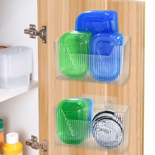 2 Pack Adhesive Cabinet Door Organizer Storage Caddy (Clear)