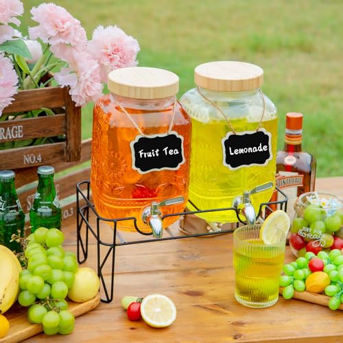 2 Pack1Gallon Glass Drink Dispensers for Parties