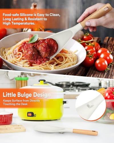 Cooking Spoon and Rice Scooper for Nonstick Cookware (White)