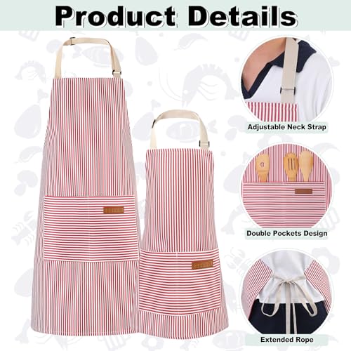 4 Pack Parent and Child Aprons Set (Blue+pink)