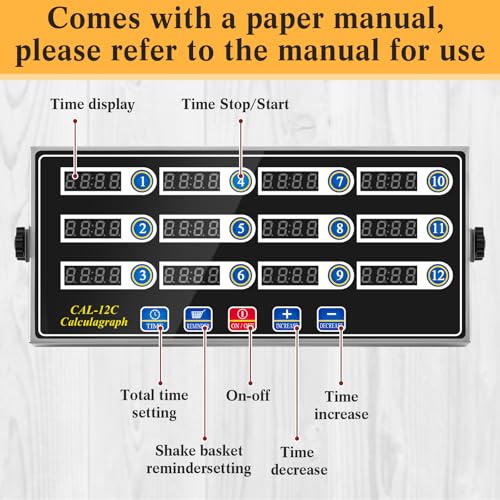 1 Pack Commercial Digital Kitchen Timer for Cooking (12 Channel)