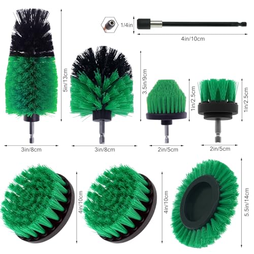 8 Pcs Drill Brush Attachment Set (Green)