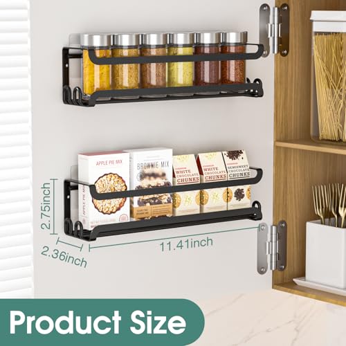 4 Pack Wall Mounted Spice Rack for Kitchen Cabinet (4 PACK / Black)
