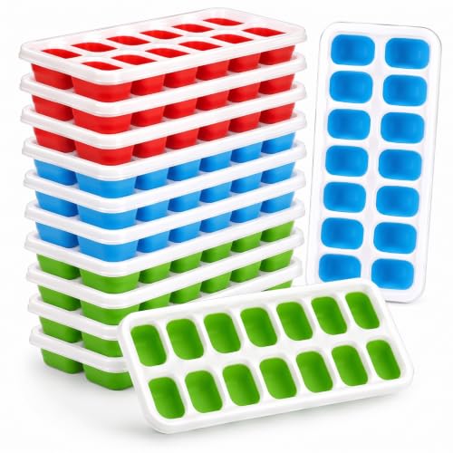 10 Pack Ice Cube Trays with Lids