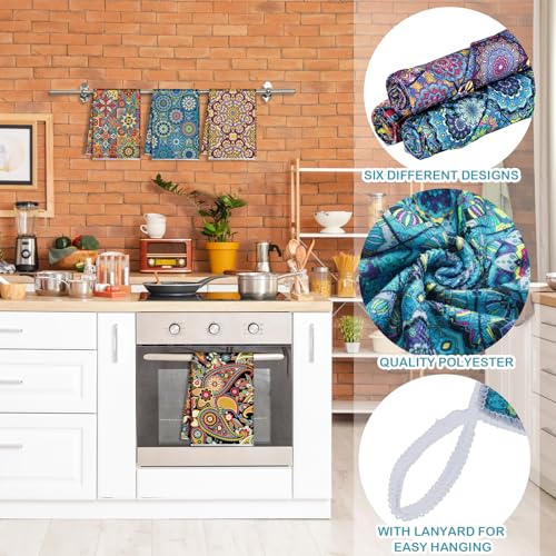 6 Pcs Boho Kitchen Towels (Mandala)
