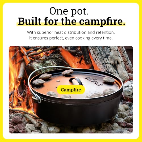 Pre Seasoned Cast Iron Deep Camp Dutch Oven with Lid (10 Quart / Oven)