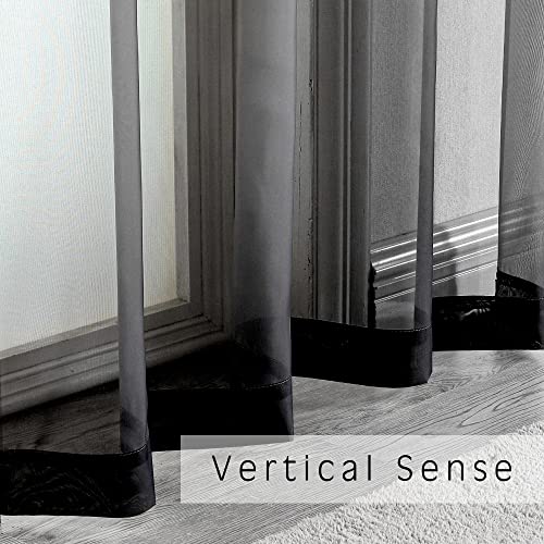 Black Sheer Curtains Dark Color Curtain Panels for Living Room (Black / 42"W x 108"L (Pack of 2))
