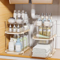 2 Pack 3 Tier Bathroom Under Sink Organizers and Storage (Beige / 2 Pack 3-Tier)