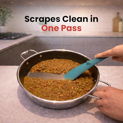 Seamless Silicone Spatula Spoon Multifunction Scoop Kitchen Spoon (Teal-2 Pack)