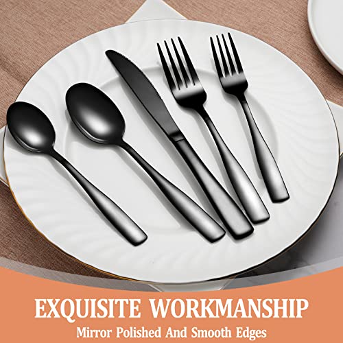 40 Pcs Black Silverware Set (Black)