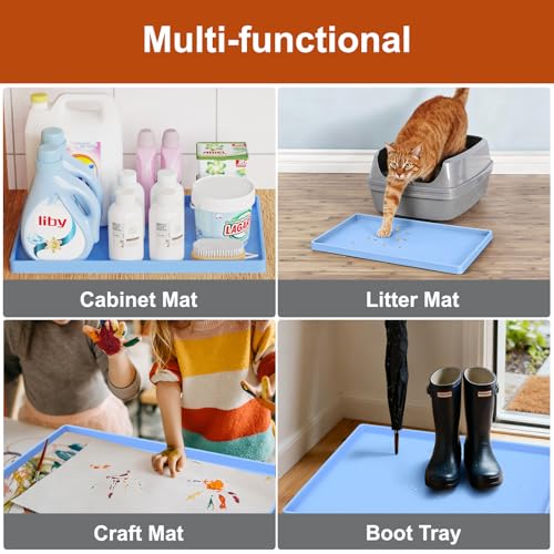 19" x 12" Extra Thick Silicone Mat Waterproof with Raised Edge (Blue / 19"L x 12"W)