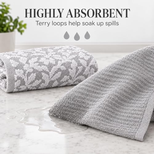 Kitchen Towels (Grey & White Vine)