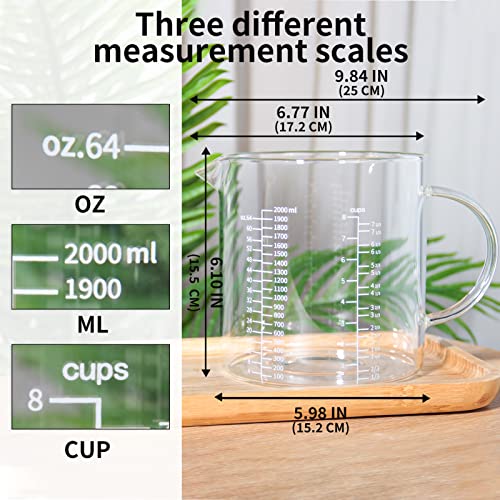 8 Cup Glass Measuring Cup (White measuring scale / 2000 ML (8 Cup))