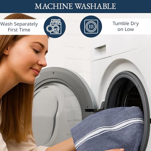 Kitchen Towels 100% Cotton Absorbent Lint (06 Pack / 01: Blue Chambray)