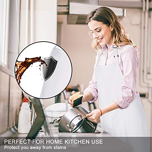 2 Pack Bib Aprons with 2 Pockets Cooking Chef Kitchen Apron for Women Men (White)