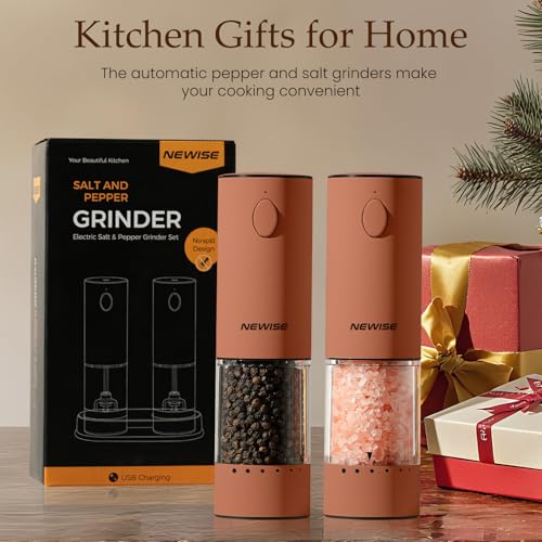 Electric Salt and Pepper Grinder Set (Brown)