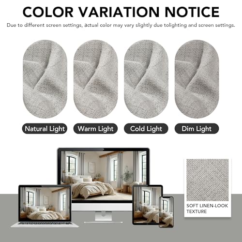 Pinch Pleated 100% Blackout Linen Curtains 84 Inch for Living Room (Khaki/Linen Total Blackout / 60"W x 84"L (Pack of 1))