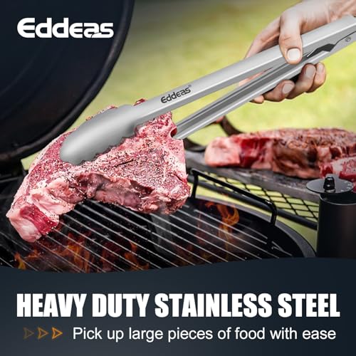 2 PCS 12 Inch Tongs for Cooking Heavy Duty All Metal Kitchen Tongs (12 inch / Silver 2Pcs)