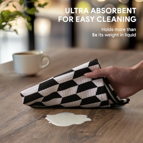Waffle Kitchen Towel Set of 2 (Black & White Mirage)
