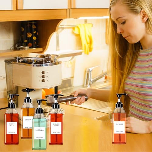 6 Pcs Syrup Dispenser Bottles (25.4 oz / Prismatic)