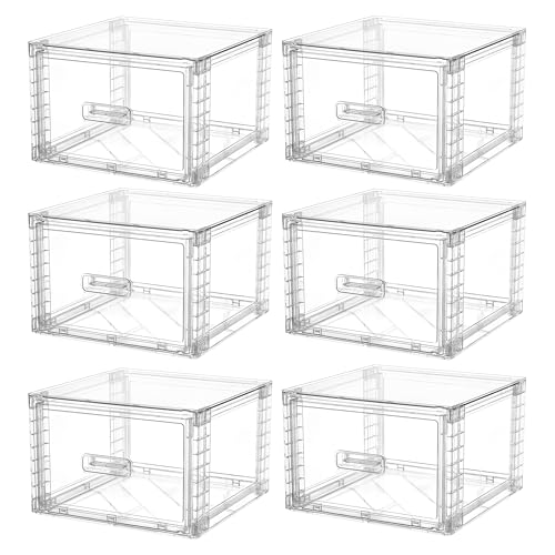 6 Pack Clear Stackable Storage Bins 15QT (Medium)