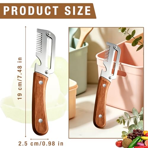 2 Pack Multifunctional Vegetable Peeler with Wooden Handle