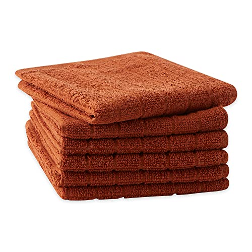 Basic Terry Collection Solid Windowpane Dishcloth Set (Cinnamon / 12x12")