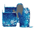 Oven Mitts and Pot Holders Blue Snowflake Winter Christmas Silicone Kitchen Accessories Set of 4 Heat Resistant Long Gloves Potholder Non (A063218)