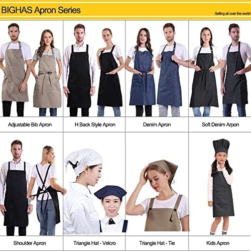 Adjustable Bib Apron with Pocket Extra Long Ties for Women Men (Beige)