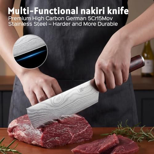 Nakiri Knife 7" Razor Sharp Meat Cleaver and Vegetable Kitchen Knife