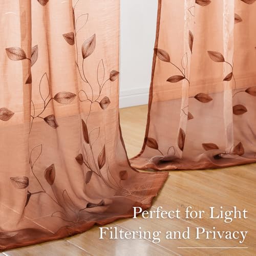 Fall Burnt Orange Sheer Curtains (52"W x 84"L (Pack of 2) / Burnt Orange)