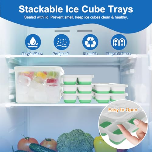 Ice Cube Trays with Lids for Freezer (5 Pack)